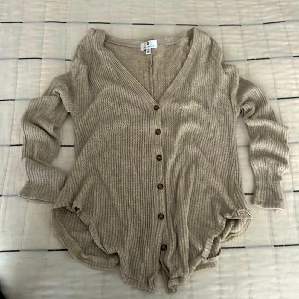 Beige Button Down Thermal - image 1